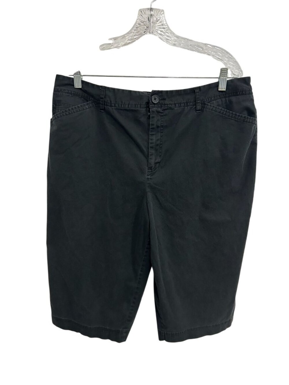 White Stag Womens Stretch Black Bermuda Shorts Size 18 Cotton Blend